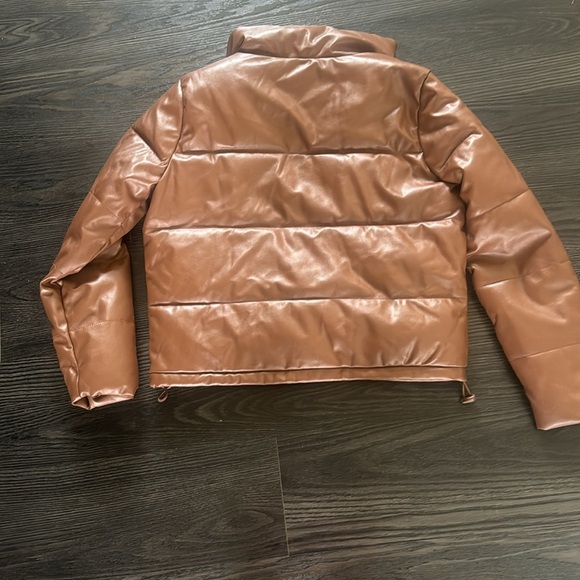 🍍 Hollister Faux Vegan Leather Puffer Jacket Coat Streetwear Fall Winter  L🍍 - Picture 3 of 3